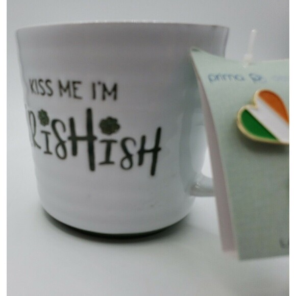 Kiss Me I'm Irishish Large Ceramic Coffee Mug With 2 Lapel Pins Prima Design - Picture 13 of 15